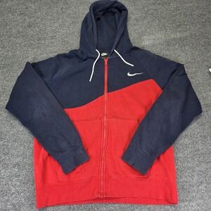 Nike Sportswear Swoosh Full Zip Hoodie Mens L Red Blue White